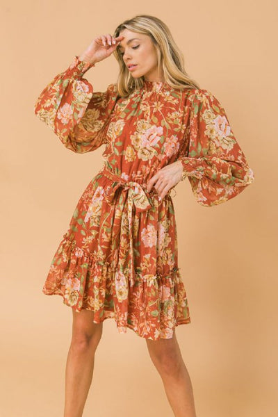 Annie Copper Floral Dress