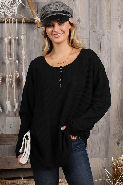 Cassandra Black Waffle Top