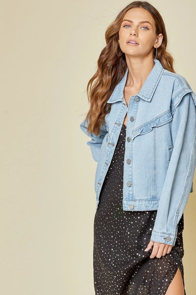 Jolene Retro Ruffle Denim Jacket