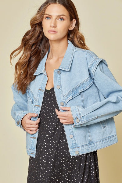 Jolene Retro Ruffle Denim Jacket