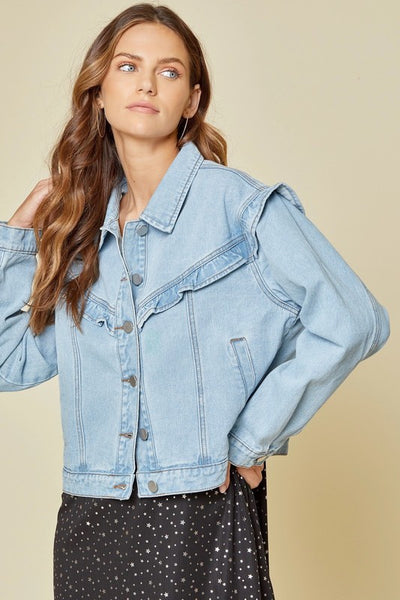 Jolene Retro Ruffle Denim Jacket