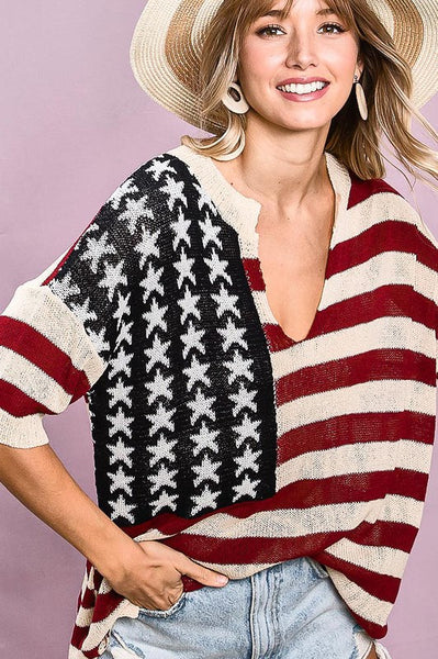 America Loose Knit Top