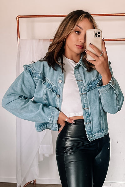 Jolene Retro Ruffle Denim Jacket