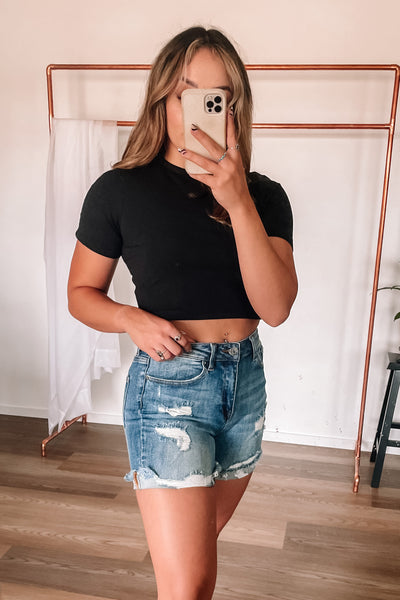 Carlie Black Crop Top