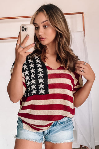 America Loose Knit Top