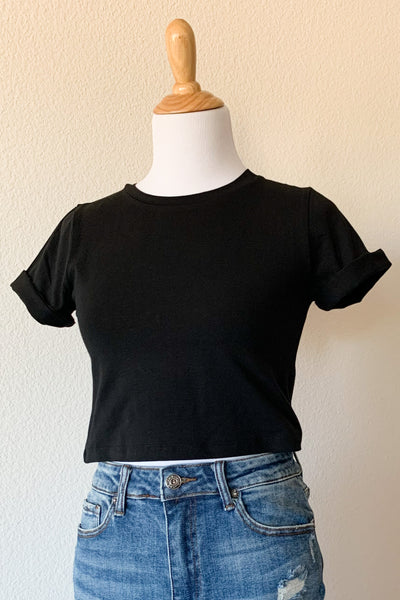 Carlie Black Crop Top