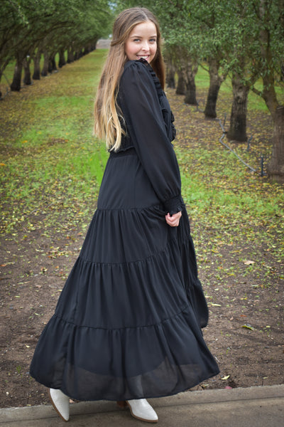 Bethany Black Chiffon Dress